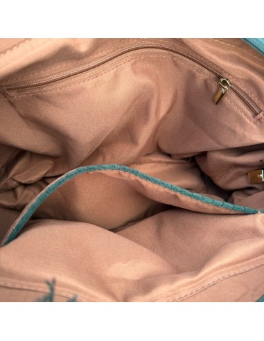 Sac cabas en velours côtelé frangé brodé « Winter Vibes »