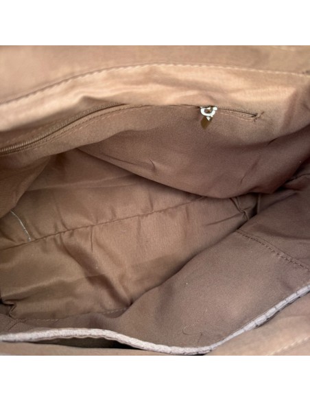 Sac cabas en velours côtelé frangé brodé « Winter Vibes »