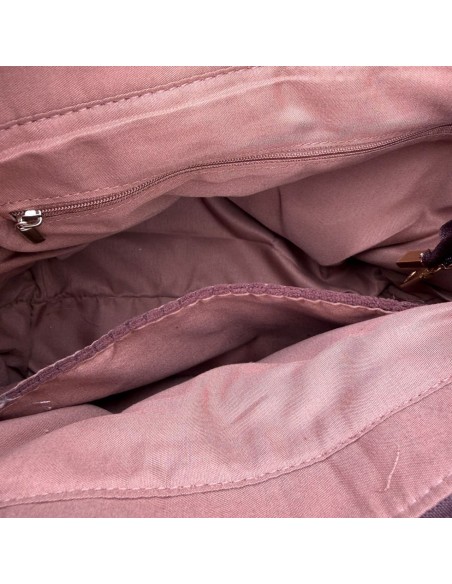 Sac cabas en velours côtelé frangé brodé « Winter Vibes »