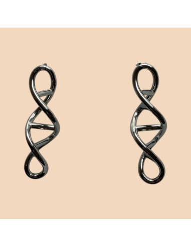 Boucles d'oreilles pendantes motif spirale ADN en acier inoxydable