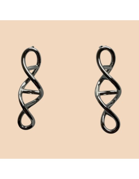 Boucles d'oreilles pendantes motif spirale ADN en acier inoxydable