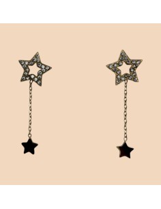 Boucles d'oreilles pendantes étoiles et strass en acier inoxydable