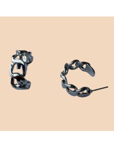 Boucles d'oreilles demi-créoles maillons gourmette en acier inoxydable