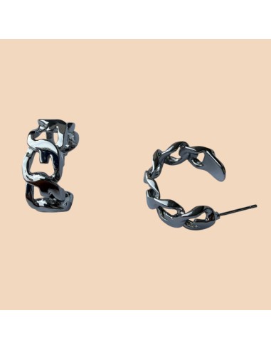 Boucles d'oreilles demi-créoles maillons gourmette en acier inoxydable