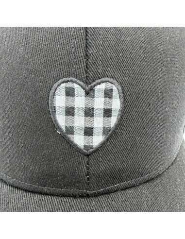 Casquette avec patch cœur à carreaux vichy