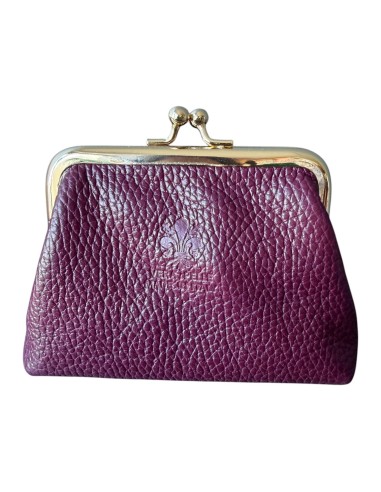Porte-monnaie rétro en cuir véritable avec fermoir clic-clac « Vera Pelle Made in Italy »
