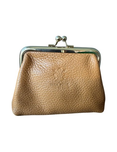 Porte-monnaie rétro en cuir véritable avec fermoir clic-clac « Vera Pelle Made in Italy »