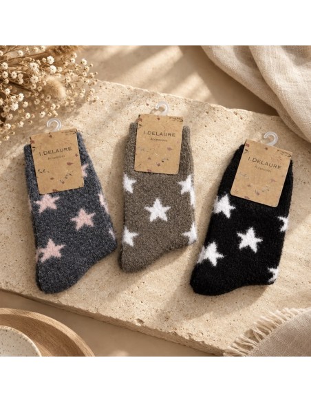 Chaussettes mouchetées à motifs étoiles douces Inès Delaure - Du 36 au 41