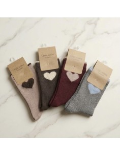 Chaussettes métallisées avec cœur en maille fluffy Inès Delaure - Du 36 au 41