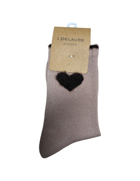 Chaussettes métallisées avec cœur en maille fluffy Inès Delaure - Du 36 au 41