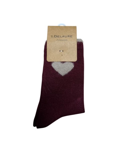 Chaussettes métallisées avec cœur en maille fluffy Inès Delaure - Du 36 au 41