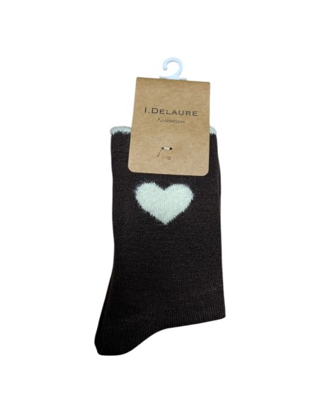 Chaussettes métallisées avec cœur en maille fluffy Inès Delaure - Du 36 au 41
