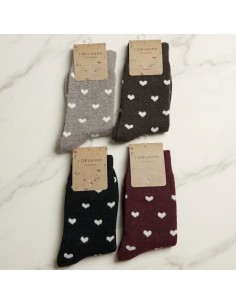 Chaussettes douillettes à imprimé petits cœurs Inès Delaure - Du 36 au 41