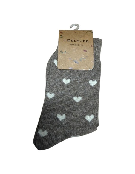 Chaussettes douillettes à imprimé petits cœurs Inès Delaure - Du 36 au 41