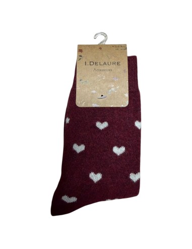 Chaussettes douillettes à imprimé petits cœurs Inès Delaure - Du 36 au 41