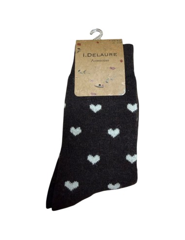Chaussettes douillettes à imprimé petits cœurs Inès Delaure - Du 36 au 41