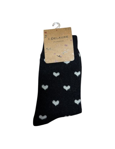 Chaussettes douillettes à imprimé petits cœurs Inès Delaure - Du 36 au 41