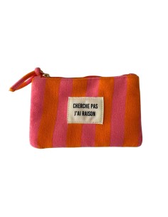 Pochette rayée « Cherche pas j'ai raison » - Pochette zippée tendance - Plusieurs coloris 2