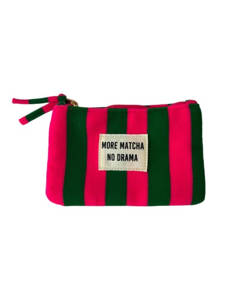 Pochette « More Matcha No Drama » - Pochette rayée rose & verte