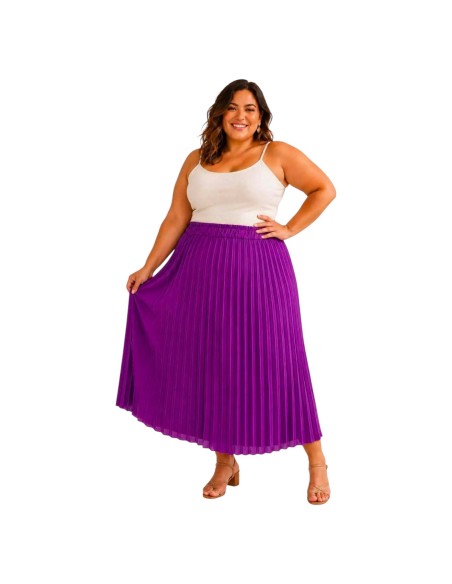 Jupe femme plissée longue - Jupe fluide taille unique grande taille (du 42/44 au 50/52)