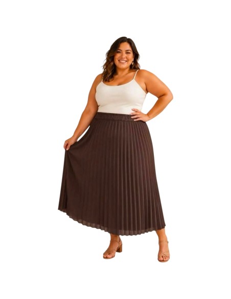Jupe femme plissée longue - Jupe fluide taille unique grande taille (du 42/44 au 50/52)