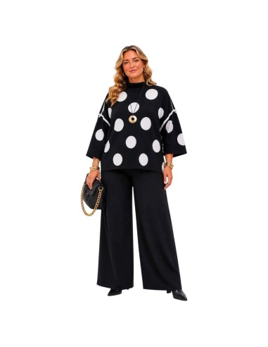 Haut femme grande taille à manches longues - Pois & Léopard - Taille unique (du 38 au 42)