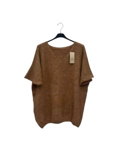 Pull femme grande taille manches courtes - Col V - Taille unique grande taille (du 42/44 au 50/52) - Plusieurs coloris