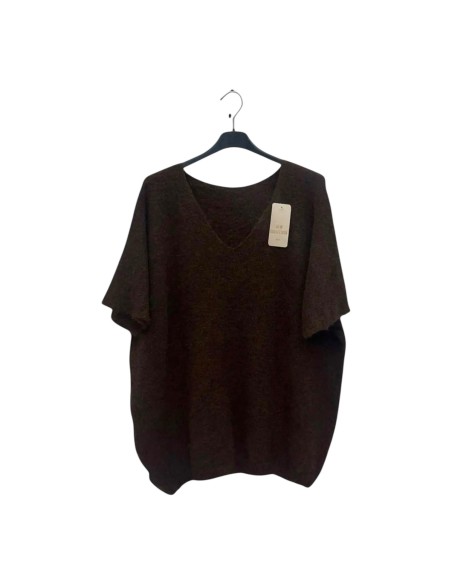 Pull femme grande taille manches courtes - Col V - Taille unique grande taille (du 42/44 au 50/52) - Plusieurs coloris