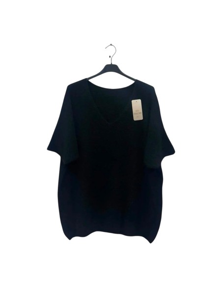Pull femme grande taille manches courtes - Col V - Taille unique grande taille (du 42/44 au 50/52) - Plusieurs coloris