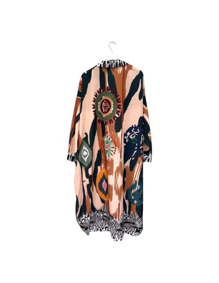 Robe chemise femme imprimée graphique - Taille unique grande taille (du 42/44 au 50/52) - Robe fluide manches longues
