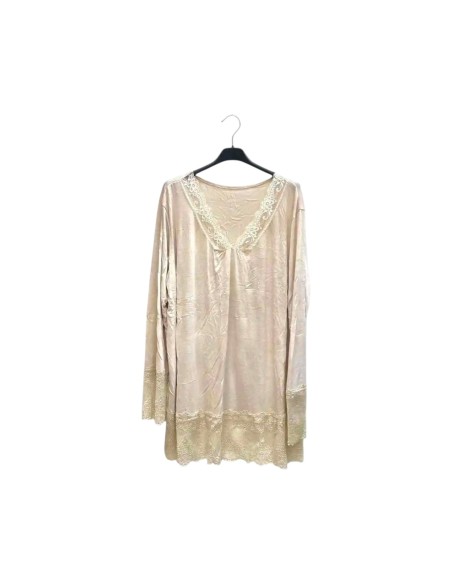 T-shirt rouleau femme grande taille manches longues - Col V dentelle - Taille unique grande taille (du 42/44 au 50/52)