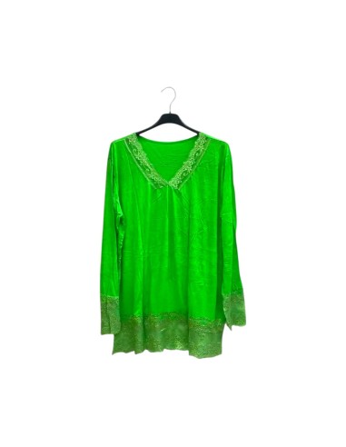 T-shirt rouleau femme grande taille manches longues - Col V dentelle - Taille unique grande taille (du 42/44 au 50/52)
