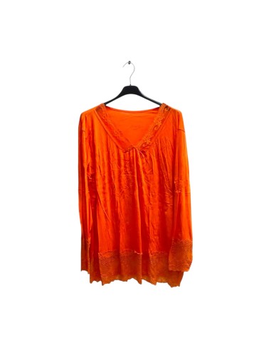 T-shirt rouleau femme grande taille manches longues - Col V dentelle - Taille unique grande taille (du 42/44 au 50/52)