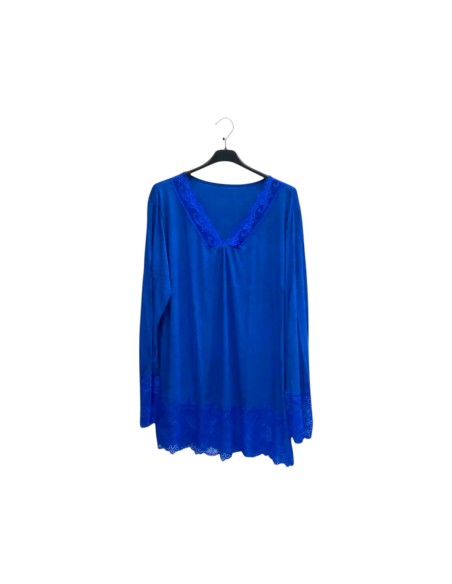 T-shirt rouleau femme grande taille manches longues - Col V dentelle - Taille unique grande taille (du 42/44 au 50/52)
