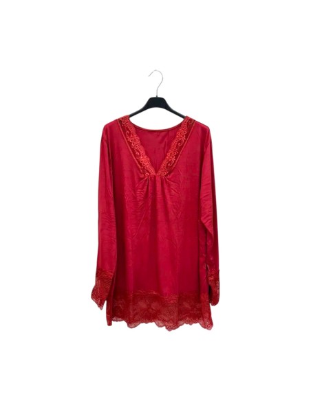T-shirt rouleau femme grande taille manches longues - Col V dentelle - Taille unique grande taille (du 42/44 au 50/52)