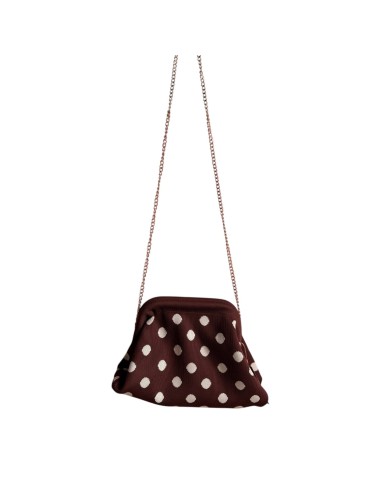 Sac Clap-Clap chocolat à pois beige - Chaînette amovible - Style chaleureux & tendance