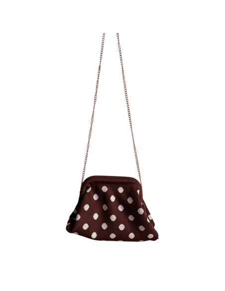 Sac Clap-Clap chocolat à pois beige - Chaînette amovible - Style chaleureux & tendance