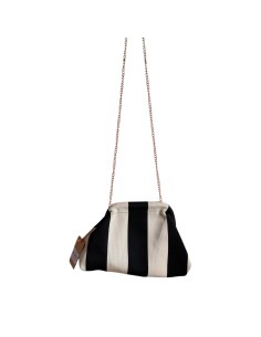 Sac Clap-Clap rayé noir & beige - Chaînette amovible - Élégant & intemporel 2