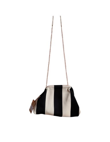 Sac Clap-Clap rayé noir & beige - Chaînette amovible - Élégant & intemporel