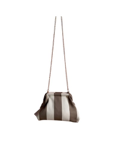 Sac Clap-Clap rayé beige & taupe - Chaînette amovible - Doux & élégant