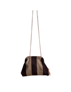 Sac Clap-Clap rayé chocolat & taupe - Chaînette amovible - Chaleureux & original 2