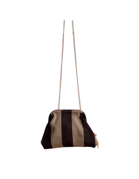 Sac Clap-Clap rayé chocolat & taupe - Chaînette amovible - Chaleureux & original