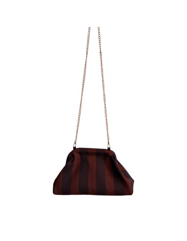 Sac Clap-Clap rayé chocolat & café - Chaînette amovible - Tons gourmands & chaleureux