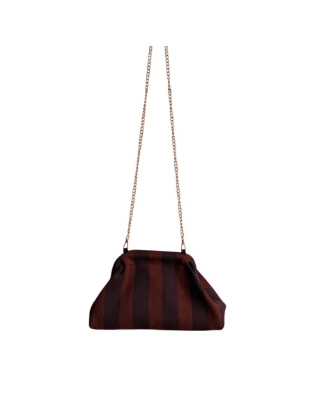 Sac Clap-Clap rayé chocolat & café - Chaînette amovible - Tons gourmands & chaleureux