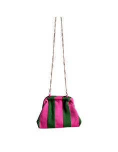 Sac Clap-Clap rayé vert et fuchsia - Chaînette amovible - Coloré & original 2