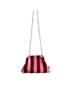 Sac Clap-Clap rayé fin bordeaux & rose - Chaînette amovible - Féminin & élégant 2