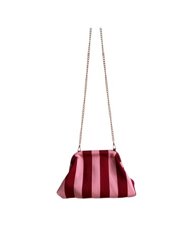 Sac Clap-Clap rayé fin bordeaux & rose - Chaînette amovible - Féminin & élégant