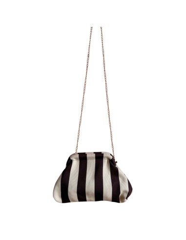 Sac Clap-Clap rayé fin chocolat & beige - Chaînette amovible - Chic et chaleureux