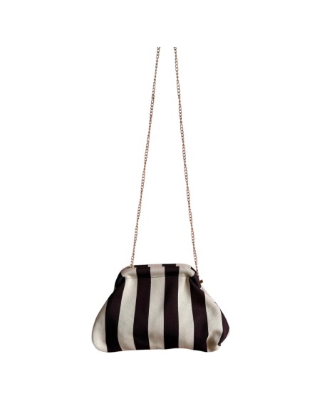 Sac Clap-Clap rayé fin chocolat & beige - Chaînette amovible - Chic et chaleureux