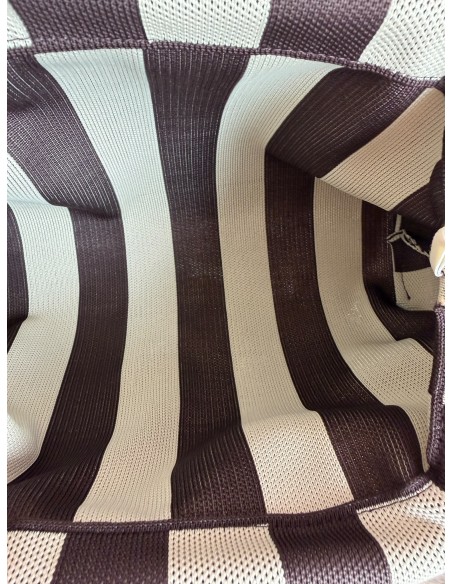 Sac Clap-Clap rayé fin chocolat & beige - Chaînette amovible - Chic et chaleureux